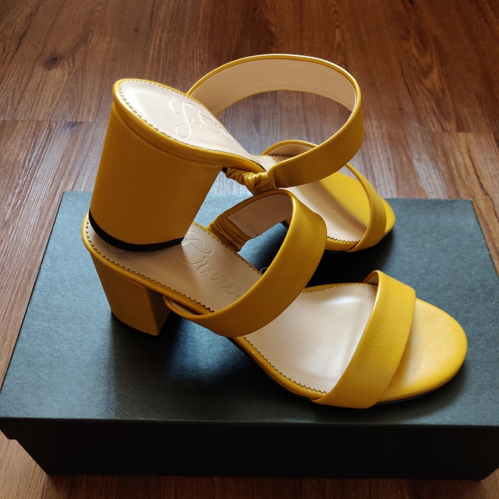 NIB Jcrew Lucie shoes sandal heel 7 mustard yellow warm marigold - Picture 3 of 15